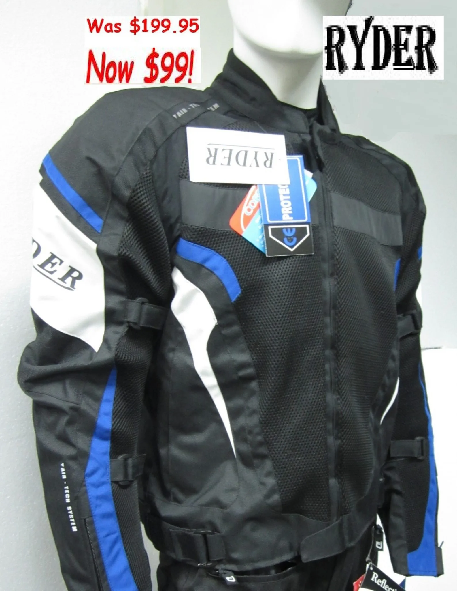 RYDER Vented Motorcycle Road Jacket (blue/black)