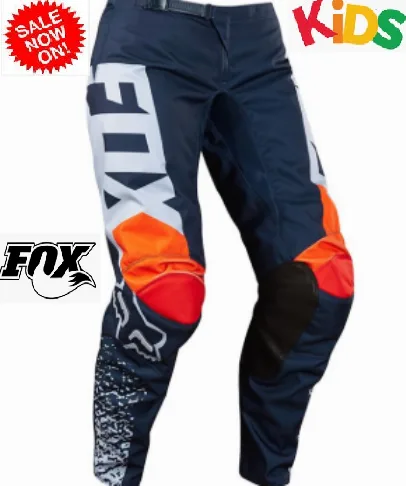 CLEARANCE! Fox Youth Kids motocross dirt bike pants #28 (orange/navy)