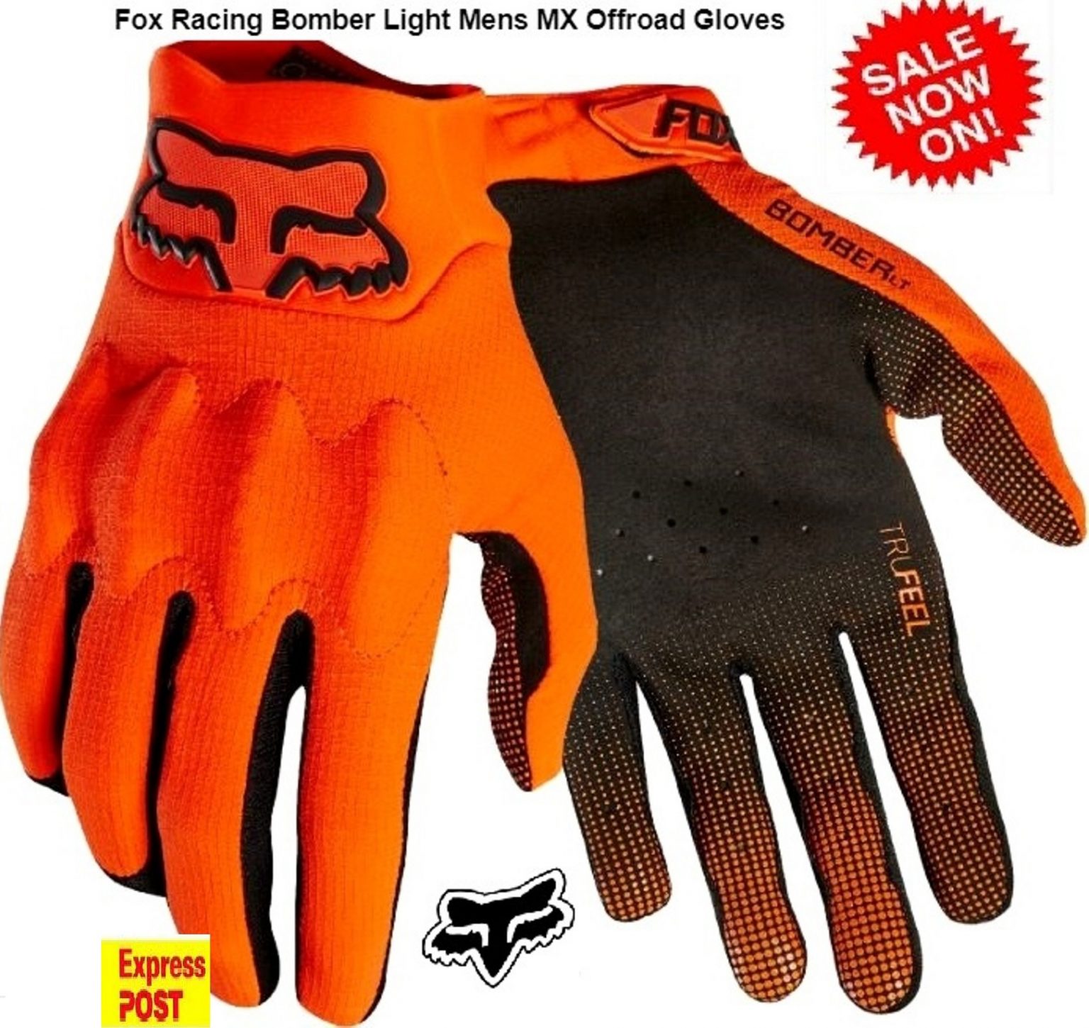 Fox Racing Bomber Lt Dirt Bike Gloves KTM Orange 2XL Motocross MX Off-Road Mens