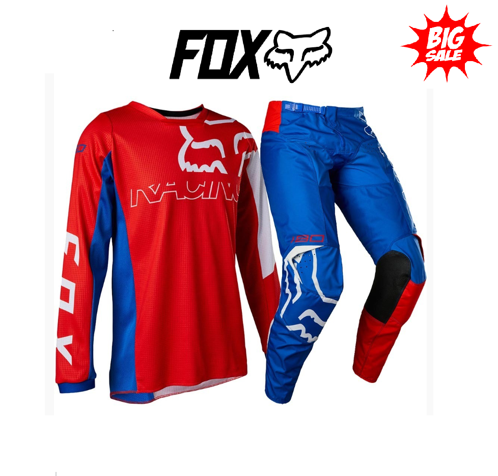 Fox 180 SKEW Motocross Pants & Jersey Set Red Blue Dirt Bike MX Off ...