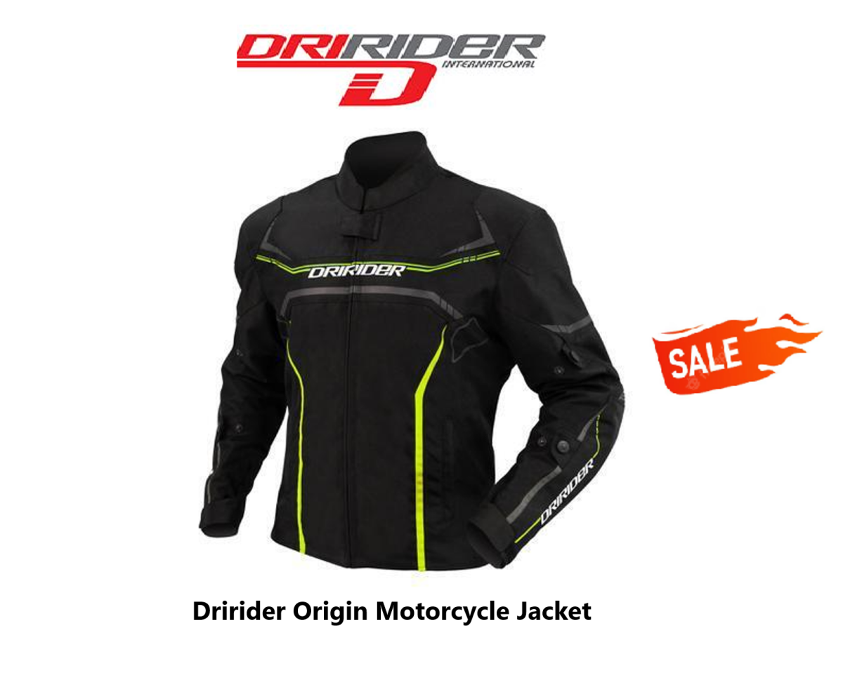 Dririder ORIGIN motorcycle jacket Black/Hi Vis Yellow Mens Motorbike Road