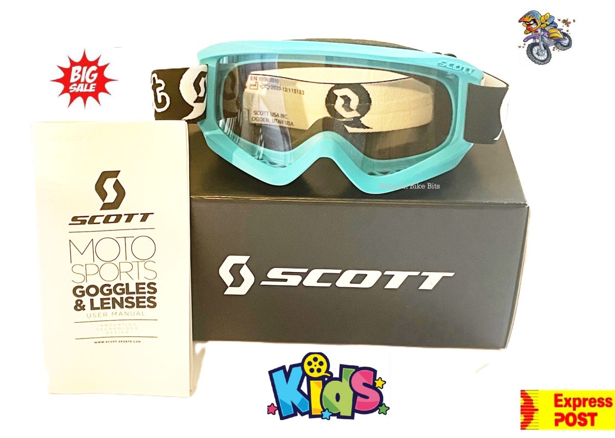 SCOTT AGENT Kids Dirt Bike Goggles BLUE Clear Lens Youth MX Enduro