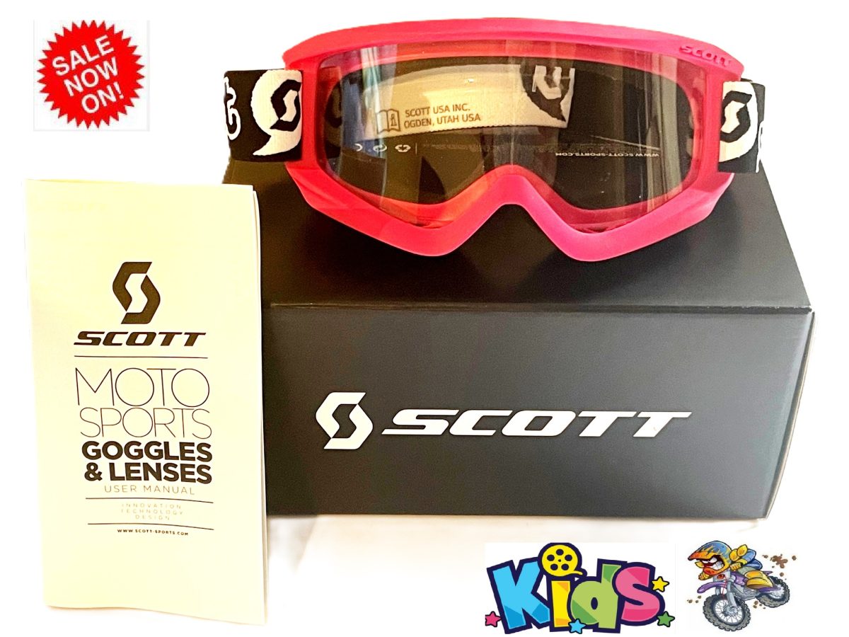 SCOTT AGENT Girls Kids Dirt Bike Goggles PINK Clear Lens Youth MX Enduro