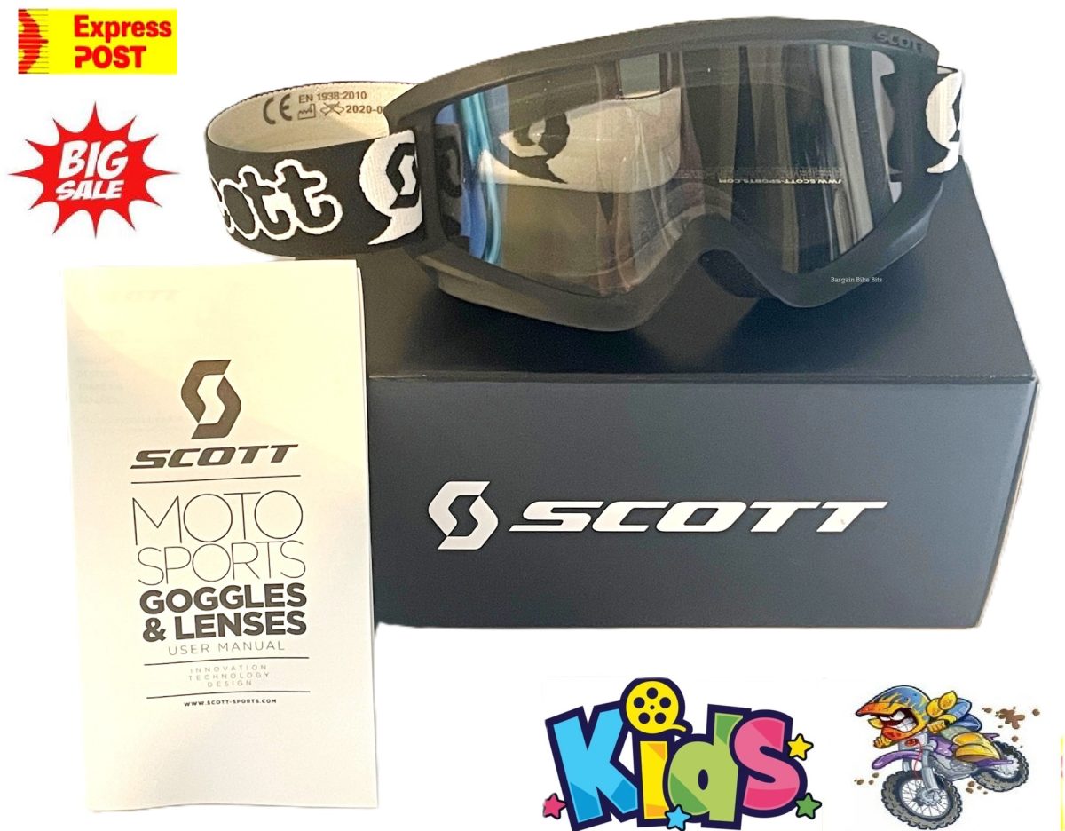 SCOTT AGENT Kids Dirt Bike Goggles BLACK Clear Lens Youth MX Enduro